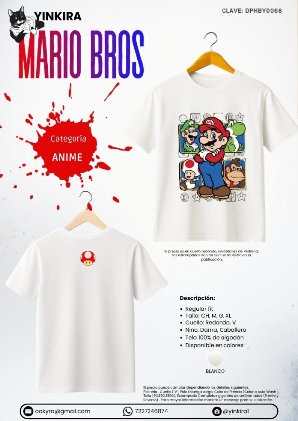 Playera de niño Mario Bros DTF