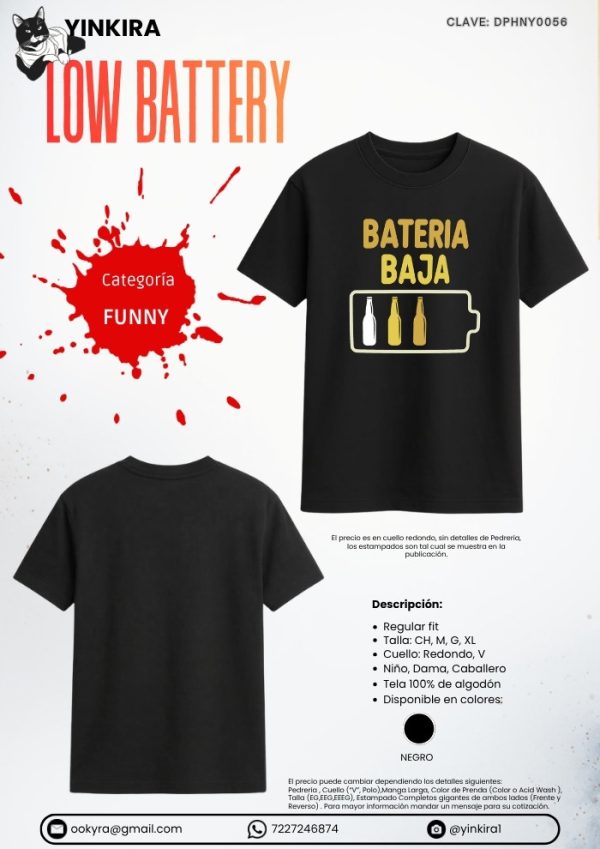 Playera Low Battery - Yinkira