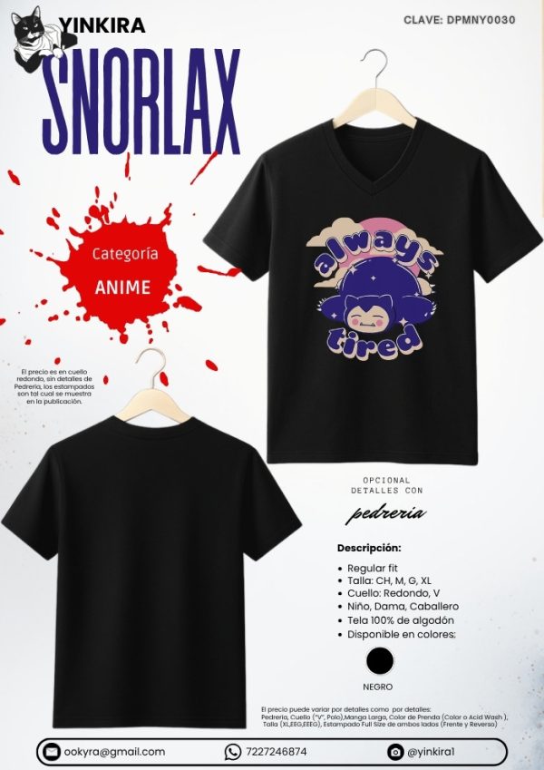 Playera Snorlax - Yinkira