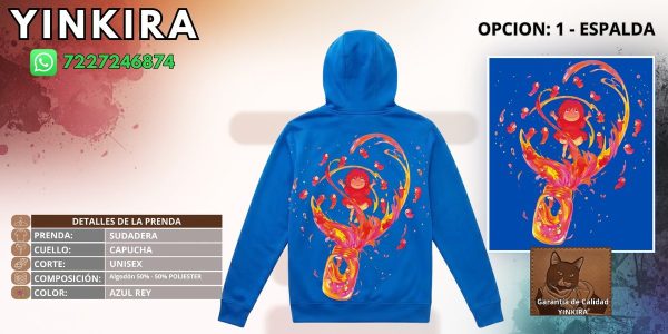 Prediseno final de la espalda de la sudadera azul rey