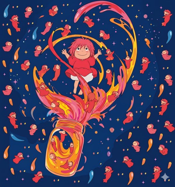 La misma ilustracion redibujada sin halos de luz, con contornos limpios para estampar
