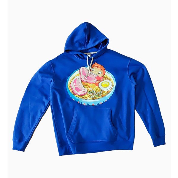 Sudadera azul personalizada con un personaje de película estampado a todo color al frente